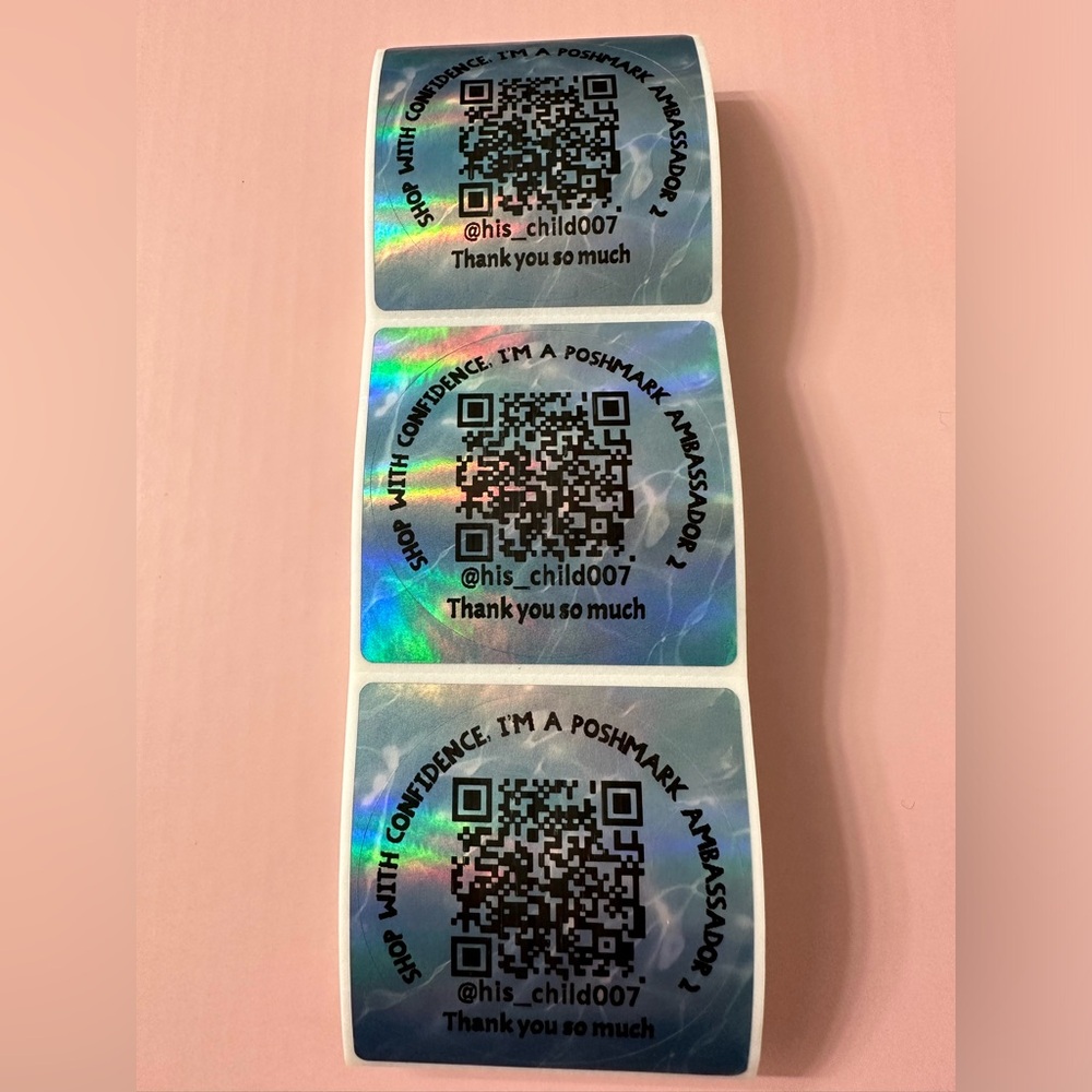 50 ct. Custom 2β Round Ocean Blue Holographic Stickers - Picture 8 of 8